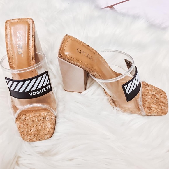Cape Robbin Shoes - Clear cork chunky heel